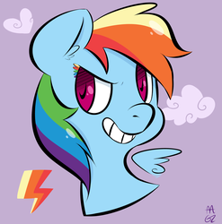 Size: 4000x4050 | Tagged: safe, artist:adroitart, rainbow dash, pegasus, pony, g4, bust, colored eyelashes, female, floating wings, grin, rainbow lashes, smiling, solo