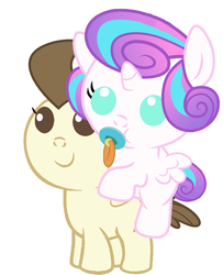 Size: 786x967 | Tagged: safe, artist:red4567, pound cake, princess flurry heart, pony, g4, season 6, alternate design, baby, baby pony, cute, female, flurry heart riding pound, flurrybetes, male, pacifier, ponies riding ponies, poundabetes, recolor, riding, ship:poundflurry, shipping, straight, weapons-grade cute