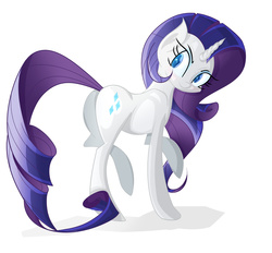 Size: 3400x3150 | Tagged: safe, artist:asimplerarity, rarity, pony, unicorn, g4, butt, female, high res, looking at you, looking back, looking back at you, mare, plot, simple background, solo, white background
