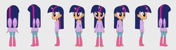 Size: 2678x762 | Tagged: safe, artist:chano-kun, twilight sparkle, human, g4, feet, female, horn, horned humanization, humanized, solo, toes, turnaround, twilight sparkle (alicorn), winged humanization