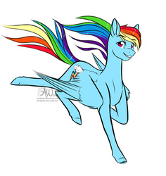 Size: 1024x1087 | Tagged: safe, artist:fairdahlia, rainbow dash, g4, female, flying, sketch, smiling, solo