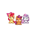 Size: 110x110 | Tagged: safe, artist:zombie, apple bloom, scootaloo, sweetie belle, g4, animated, bouncing, cutie mark crusaders, female, pixel art, sprite