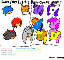 Size: 1263x1174 | Tagged: safe, artist:cmara, applejack, fluttershy, pinkie pie, rainbow dash, rarity, twilight sparkle, g4, 1000 hours in ms paint, crossover, crossover shipping, knuckles the echidna, male, mane six, meme, miles "tails" prower, shadow the hedgehog, shipping, silver the hedgehog, sonic the hedgehog, sonic the hedgehog (series), template