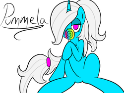 Size: 1400x1050 | Tagged: safe, artist:sojek, oc, oc only, oc:pummela, pony, unicorn, bedroom eyes, candy, chest fluff, food, hair over one eye, licking, lollipop, solo, tongue out