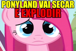Size: 993x670 | Tagged: safe, pinkie pie, g1, g4, colonia contra ataca, g1 to g4, generation leap, inside joke, portuguese, translated in the comments, wrong aspect ratio