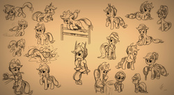 Size: 1440x791 | Tagged: safe, artist:vago-xd, applejack, earth pony, pony, g4, :<, :o, :t, action pose, alcohol, alternate hairstyle, applejewel, bar, barstool, bathrobe, blushing, bucking, chewing, cider, clothes, cowboy hat, crying, cute, dress, eating, embarrassed, female, fence, floppy ears, flower, flower in hair, fluffy, food, frown, glare, hat, hoof hold, jackabetes, jackletree, jumping, leaning, looking at you, monochrome, multeity, open mouth, prone, puddle, puffy cheeks, raised eyebrow, raised hoof, raised leg, running, saddle bag, simple background, sitting, skirt, smelly, smiling, solo, stetson, stool, straw in mouth, sunglasses, swing, tennis racket, unamused, wall of tags, wavy mouth, wide eyes, wink