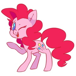 Size: 640x640 | Tagged: safe, artist:adroitart, pinkie pie, g4, female, raised hoof, simple background, smiling, solo, white background, wink