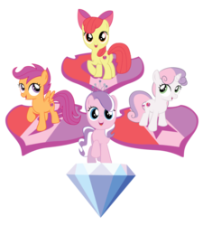 Size: 600x668 | Tagged: safe, artist:xkappax, apple bloom, diamond tiara, scootaloo, sweetie belle, crusaders of the lost mark, g4, cutie mark, cutie mark crusaders, diamond, simple background, the cmc's cutie marks, transparent background