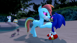 Size: 1366x768 | Tagged: safe, artist:migueruchan, rainbow dash, sweetie belle, g4, 3d, cream the rabbit, crossover, female, gmod, interspecies, love poison, male, shipping, sonic the hedgehog, sonic the hedgehog (series), sonicdash, straight, wine glass