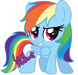 Size: 990x957 | Tagged: safe, artist:lupulrafinat, rainbow dash, g4, chibi, female, grin, solo