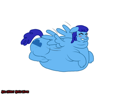 Size: 1024x768 | Tagged: safe, artist:1992zepeda, blueberry cloud, pegasus, pony, fat, female, mare, obese, out of shape, solo, struggle, too fat