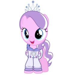 Size: 500x500 | Tagged: safe, artist:radiant--eclipse, diamond tiara, earth pony, pony, g4, clothes, commission, female, hoodie, hyperdimension neptunia, open mouth, simple background, solo, transparent background