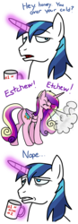 Size: 8000x22900 | Tagged: safe, artist:anyponedrawn, princess cadance, shining armor, g4, absurd resolution, coffee, color, comic, female, fetish, humor, husband and wife, male, mug, nope, simple background, sneeze cloud, sneezing, sneezing fetish, transparent background