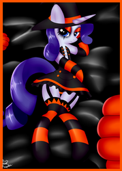 Size: 1280x1792 | Tagged: safe, artist:paulpeopless, rarity, g4, body pillow, body pillow design, clothes, female, halloween, hat, panties, socks, solo, striped socks, striped underwear, underwear, witch, witch hat