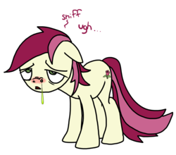 Size: 8700x7648 | Tagged: safe, artist:anyponedrawn, roseluck, earth pony, pony, g4, absurd resolution, cold, female, fetish, floppy ears, gross, mare, mucus, nostrils, red nosed, runny nose, sick, simple background, sneezing, sneezing fetish, sniffing, snot, solo, transparent background