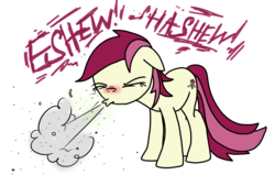 Size: 12000x7648 | Tagged: safe, artist:anyponedrawn, roseluck, earth pony, pony, g4, absurd resolution, cold, female, fetish, mare, mucus, red nosed, sick, sneezing, sneezing fetish, snot, solo