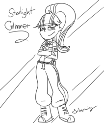 Size: 6000x7071 | Tagged: safe, artist:silverwing, starlight glimmer, equestria girls, g4, absurd resolution, black and white, equestria girls-ified, female, grayscale, monochrome, solo