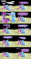 Size: 2400x4500 | Tagged: safe, artist:evil-dec0y, trixie, twilight sparkle, alicorn, pony, comic:trixie vs., g4, comic, female, mare, moon, twilight sparkle (alicorn)