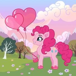 Size: 1600x1600 | Tagged: safe, artist:madam-marla, pinkie pie, g4, balloon, female, heart balloon, heart shaped, solo, valentine's day