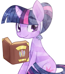 Size: 800x900 | Tagged: safe, artist:solar-slash, twilight sparkle, crystal pony, pony, unicorn, g4, the crystal empire, book, crystal hairstyle, crystal twilight, crystallized, cute, female, history of the crystal empire, mare, simple background, sitting, solo, twiabetes, unicorn twilight, white background