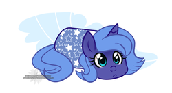 Size: 1815x989 | Tagged: safe, artist:xwhitedreamsx, princess luna, g4, blanket, blanket burrito, cute, female, filly, food, lunabetes, solo, sushi, sushi pony, weapons-grade cute, woona