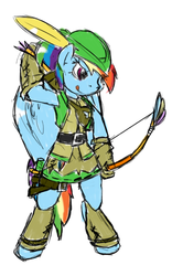 Size: 540x863 | Tagged: safe, artist:brownie-bytes, part of a set, rainbow dash, anthro, g4, archer dash, arrow, bipedal, bow (weapon), bow and arrow, crossover, female, final fantasy, ranger, solo