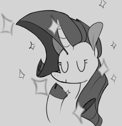 Size: 756x780 | Tagged: safe, artist:enma-darei, rarity, g4, cloven hooves, female, monochrome, solo, sparkles