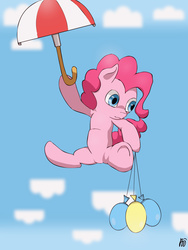 Size: 3000x4000 | Tagged: safe, artist:mopyr, pinkie pie, g4, balloon, female, solo, umbrella, wat