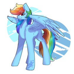 Size: 1600x1600 | Tagged: safe, artist:myralilth, rainbow dash, pegasus, pony, g4, cloud, female, looking at you, mare, signature, simple background, smiling, solo, transparent background