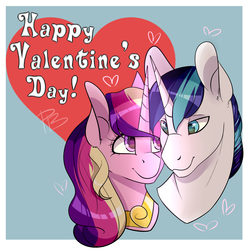 Size: 2968x2976 | Tagged: safe, artist:hfinder, princess cadance, shining armor, g4, high res, nuzzling, valentine's day