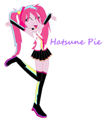 Size: 475x560 | Tagged: safe, pinkie pie, equestria girls, g4, female, happy, hatsune miku, music notes, solo, vocaloid