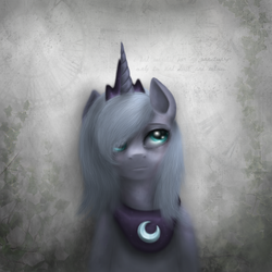 Size: 900x900 | Tagged: safe, artist:ventious, princess luna, alicorn, pony, g4, bust, female, looking away, looking up, mare, portrait, s1 luna, solo