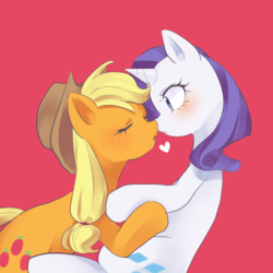 Size: 900x900 | Tagged: safe, artist:kona1025, applejack, rarity, g4, female, lesbian, ship:rarijack, shipping