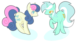 Size: 250x135 | Tagged: dead source, safe, artist:purrling, bon bon, lyra heartstrings, sweetie drops, pony, unicorn, g4, blushing, colored pupils, female, lesbian, mare, ship:lyrabon, shipping