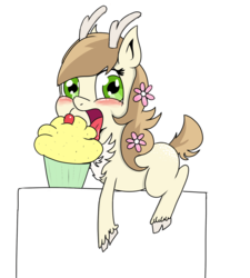 Size: 1280x1424 | Tagged: safe, artist:berryisalad-pony-art, oc, oc only, deer, cupcake, food, solo