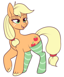 Size: 500x605 | Tagged: safe, artist:lulubell, applejack, g4, clothes, female, simple background, socks, solo, striped socks, transparent background