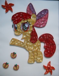 Size: 2963x3811 | Tagged: safe, artist:rzymonzpapieru, apple bloom, g4, apple, craft, flower, food, high res, irl, papercraft, photo, quilling, solo