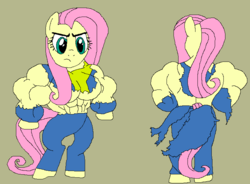 Size: 752x553 | Tagged: safe, artist:broozerpunch, artist:nuka-kitty, fluttershy, g4, buffout, fallout, muscles, muscleshy