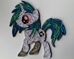 Size: 2780x2221 | Tagged: safe, artist:rzymonzpapieru, dj pon-3, vinyl scratch, g4, craft, high res, irl, papercraft, photo, quilling, red eyes, solo