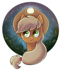 Size: 800x932 | Tagged: safe, artist:bugiling, part of a set, applejack, g4, female, moon, night, solo, stars