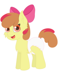 Size: 1024x1280 | Tagged: safe, artist:the-crusader-network, apple bloom, g4, bow, diaper, female, hair bow, non-baby in diaper, open mouth, open smile, simple background, smiling, solo, transparent background