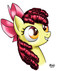 Size: 846x1055 | Tagged: safe, artist:razia, apple bloom, g4, female, simple background, solo, white background