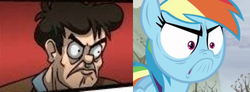 Size: 500x184 | Tagged: safe, rainbow dash, g4, comparison, do i look angry, employer meme, exploitable meme, meme