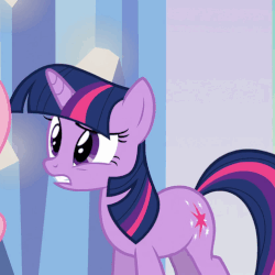 Size: 502x503 | Tagged: safe, screencap, fluttershy, twilight sparkle, pony, unicorn, g4, games ponies play, animated, cute, female, grin, looking back, smiling, unicorn twilight, wide eyes