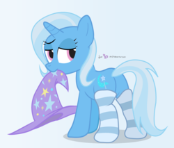 Size: 810x690 | Tagged: safe, artist:dm29, trixie, pony, unicorn, g4, butt, clothes, female, mare, mouth hold, plot, socks, solo, striped socks, the great and powerful ass, thigh highs