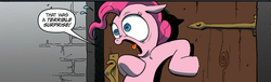 Size: 945x288 | Tagged: safe, idw, pinkie pie, g4, exploitable meme, meme, reaction image, surprise door