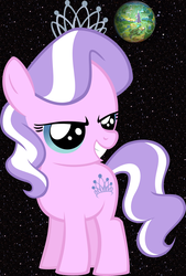 Size: 1923x2851 | Tagged: safe, diamond tiara, earth pony, pony, g4, female, giant pony, pony bigger than a planet, solo, xk-class end-of-the-world scenario