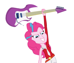 Size: 1078x918 | Tagged: safe, pinkie pie, thunderbass, equestria girls, g4, clothes, female, guitar, musical instrument, rock (music), solo