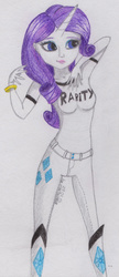 Size: 1600x3703 | Tagged: safe, artist:marta4708, rarity, human, g4, female, horn, horned humanization, humanized, pony coloring, solo, traditional art