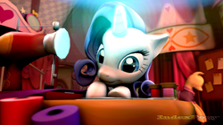 Size: 1920x1080 | Tagged: safe, artist:indexpony, rarity, g4, 3d, carousel boutique, female, mannequin, sewing machine, solo, spool